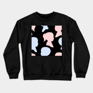 Child Silhouettes - Pale Pink and Blue on Black Background Crewneck Sweatshirt